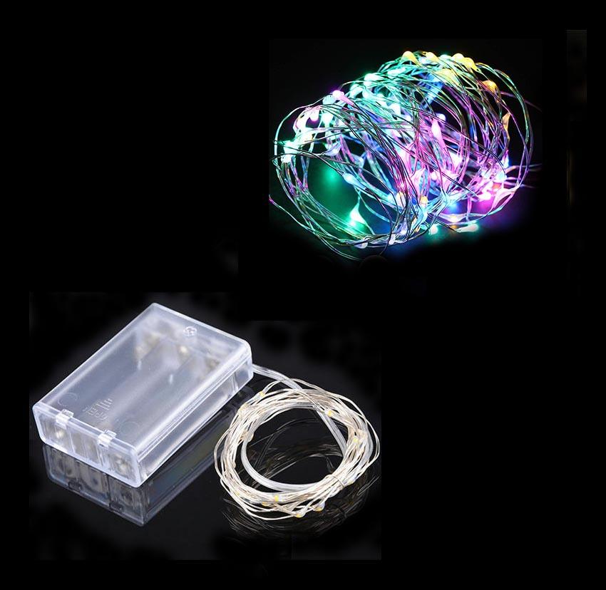 LED Lights Aluminium Wire Multi-Colour Micro 2 Settings Flashing Steady LED 5m 6112