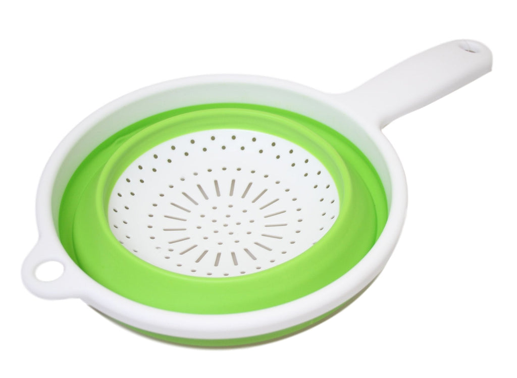 Silicone Plastic Kitchen Collapsible Colander Strainer 3 Colours 2 in 1 Strainer 6208