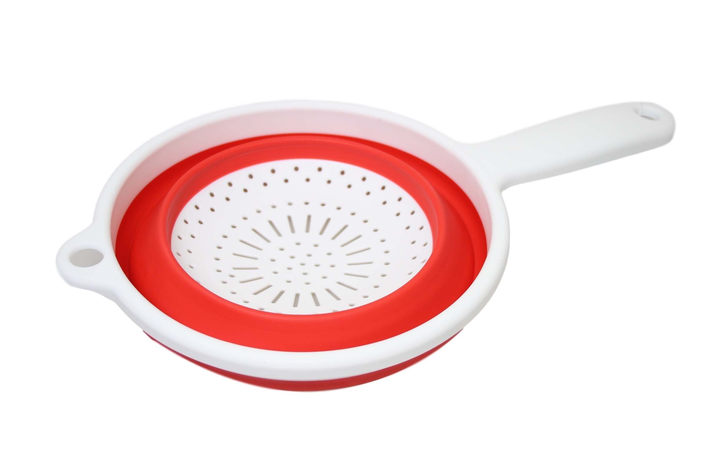 Silicone Plastic Kitchen Collapsible Colander Strainer 3 Colours 2 in 1 Strainer 6208