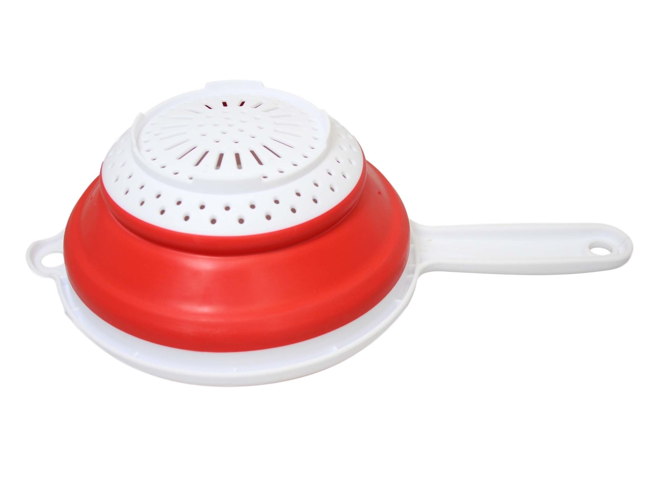 Silicone Plastic Kitchen Collapsible Colander Strainer 3 Colours 2 in 1 Strainer 6208