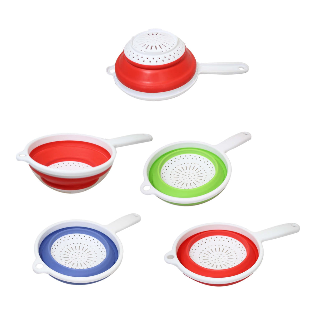 Silicone Plastic Kitchen Collapsible Colander Strainer 3 Colours 2 in 1 Strainer 6208