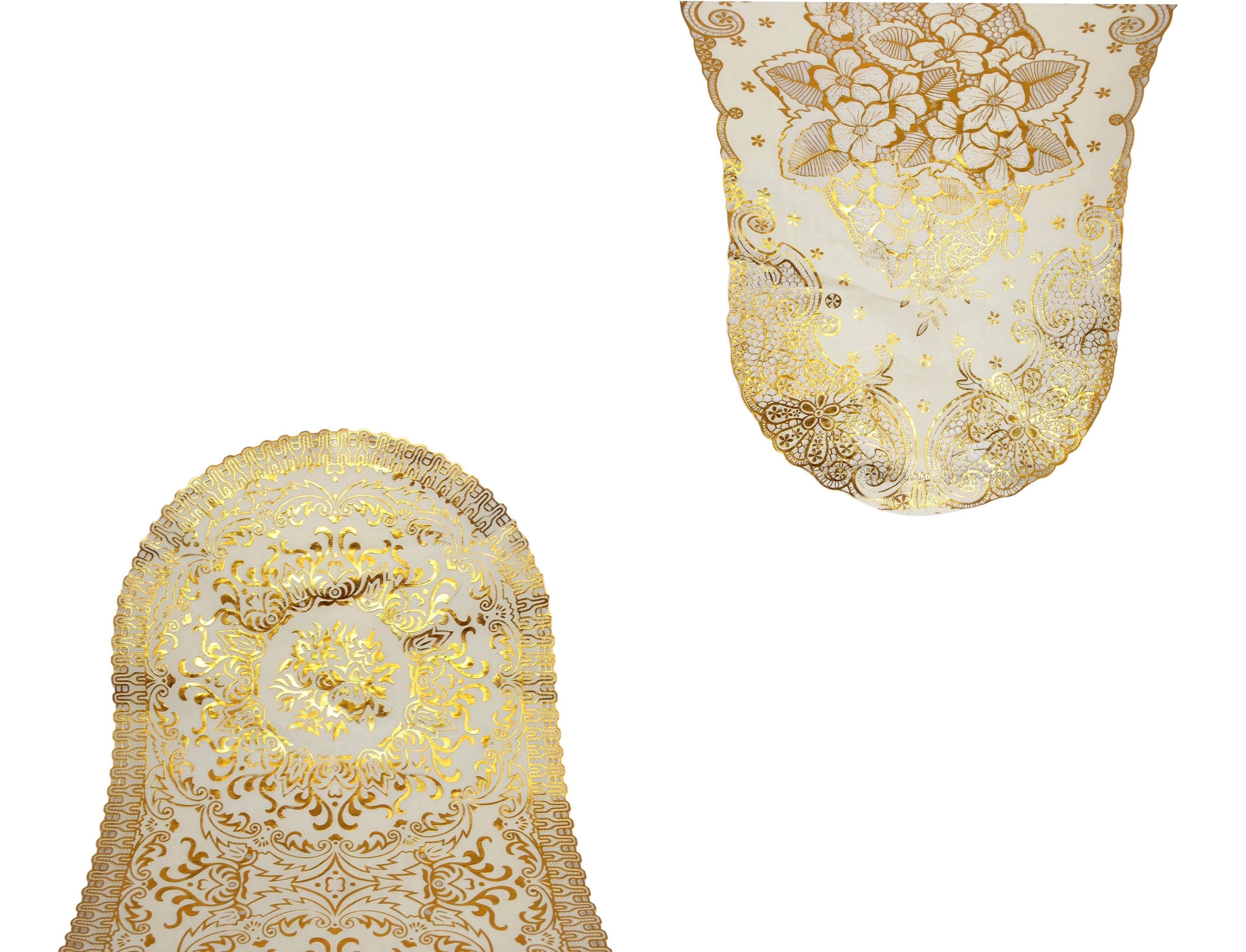 Table Centre Placemat Floral Gold  80 x 40 cm Assorted Designs 62593