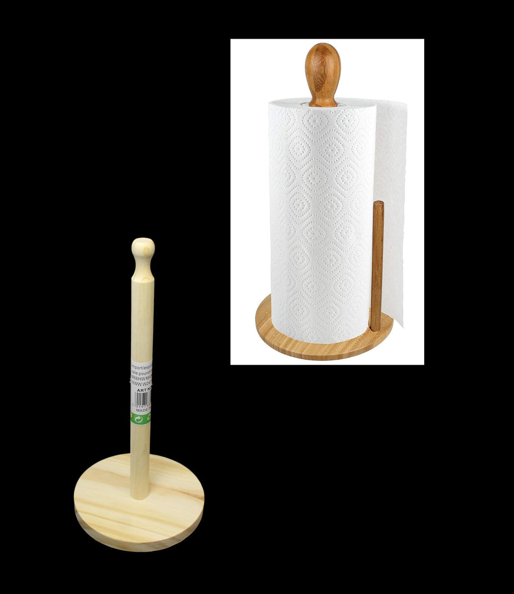Wooden Kitchen Paper Towel Holder 2 Piece Holder and Stick Paper Roll Stand Rack 30cm