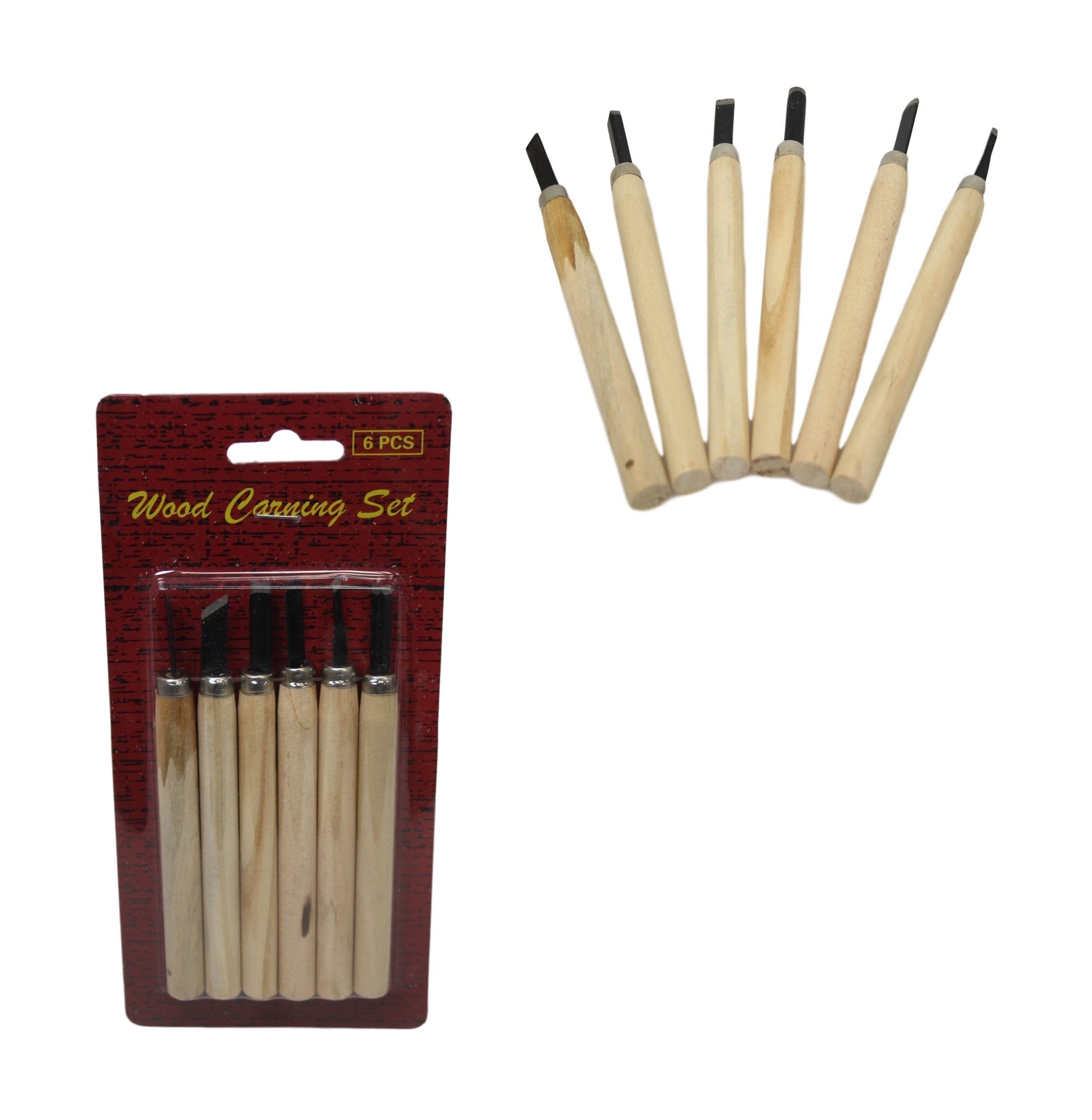 Assorted Wood Carving Set 14 cm Set of 6 6295