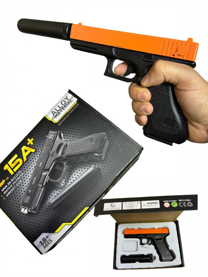 C15A+ BB Gun + Silencer (Black & Orange)