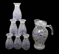 Glass Water Juice Serving Jug with Glasses Set of 7 Coloured Fish Scale Design Assorted Colours 6336