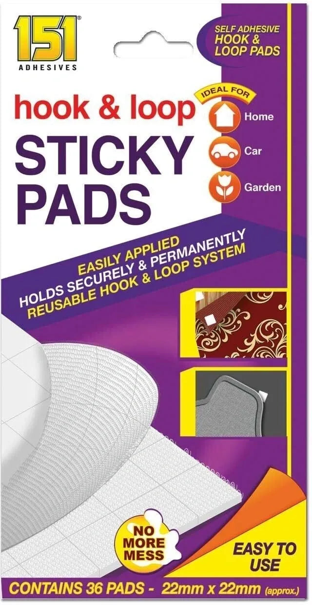1511029-36 12 PACK HOOK &amp; LOOP STICKY PADS