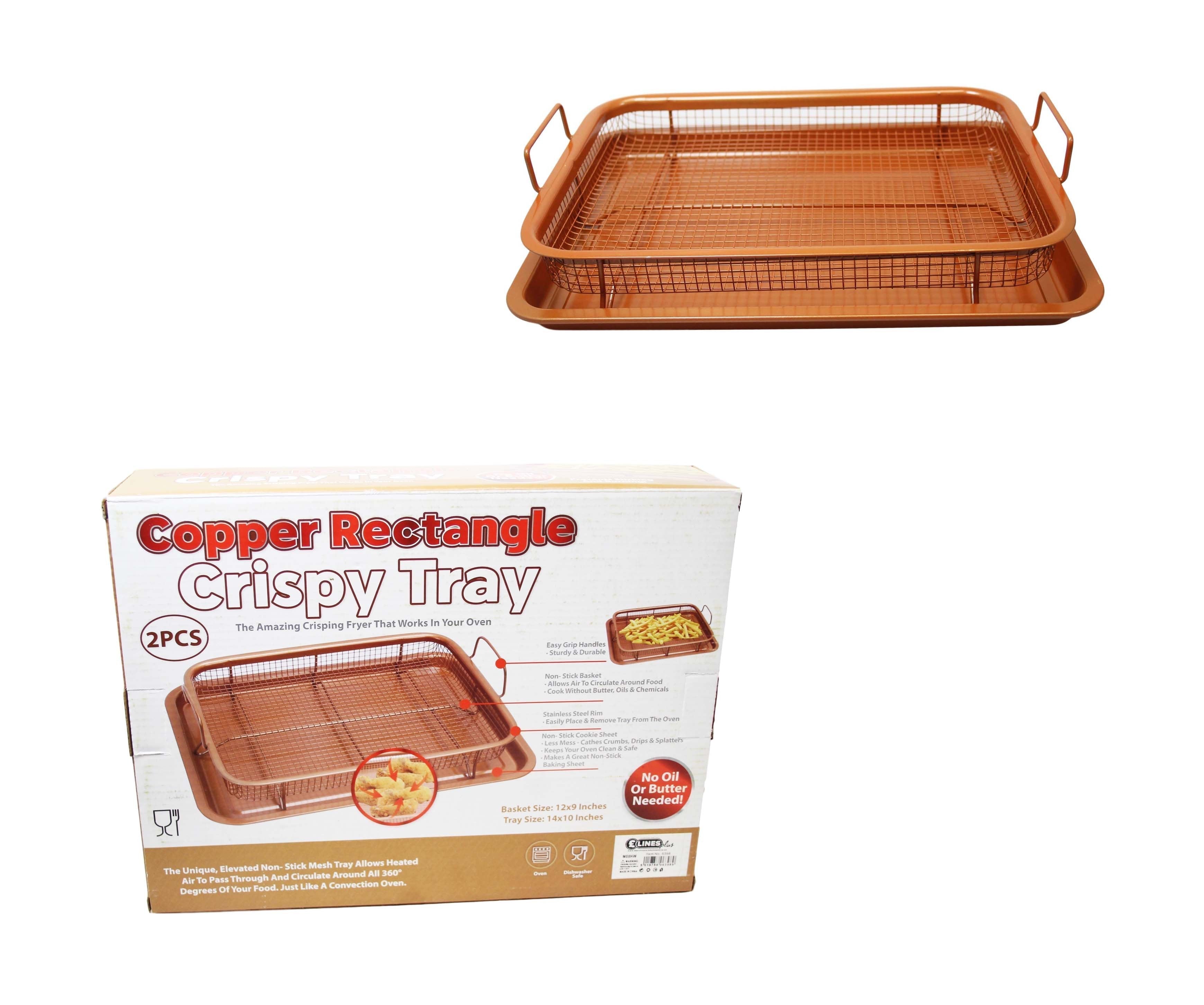 Rectangle Copper Crispy Oven Tray Set of 2 30 x 22 x 5 cm 6398