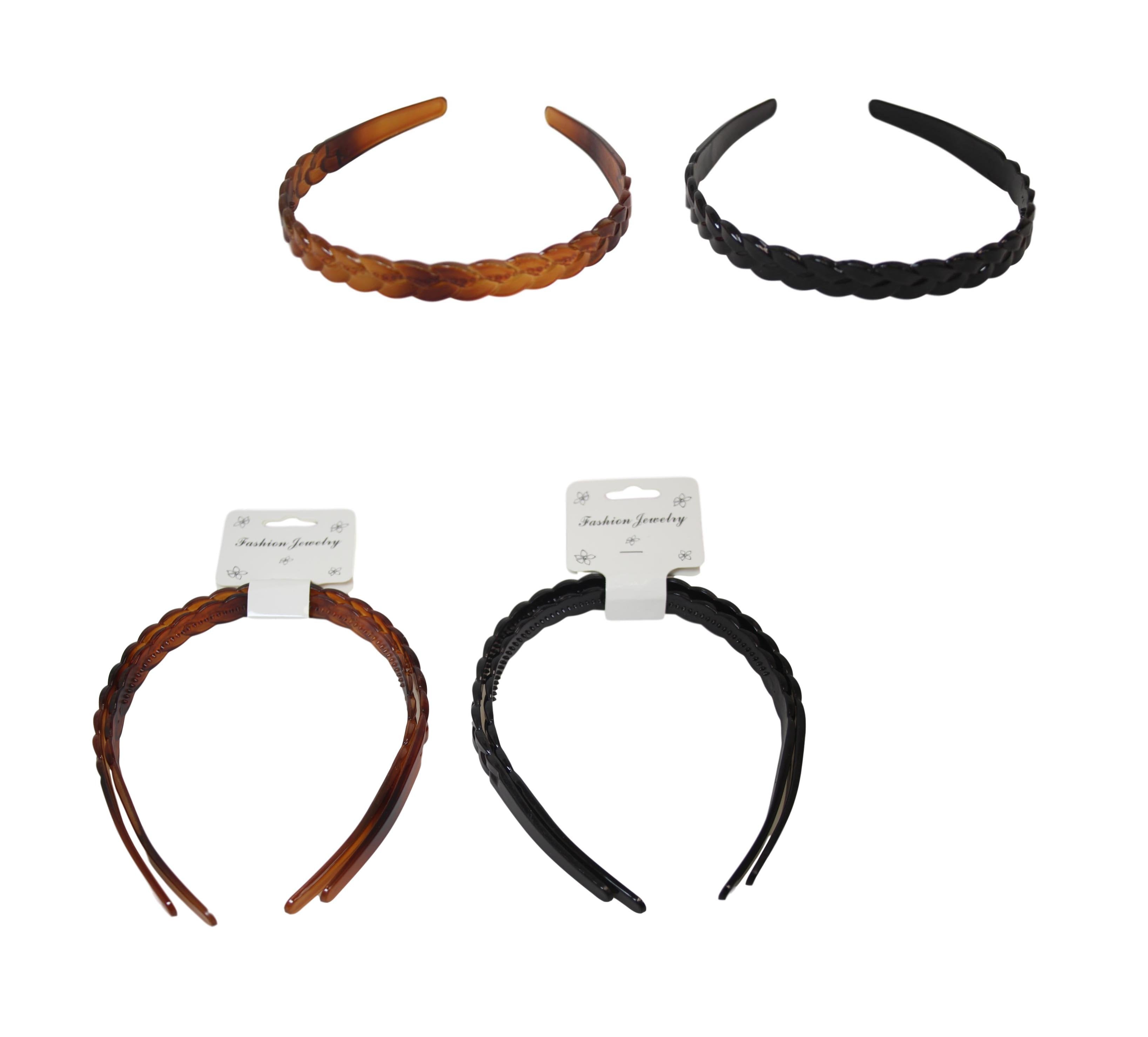 Girl's Plastic Wavy Hair Head Band 1.3cm Pack of 2 Assorted Colours 6495