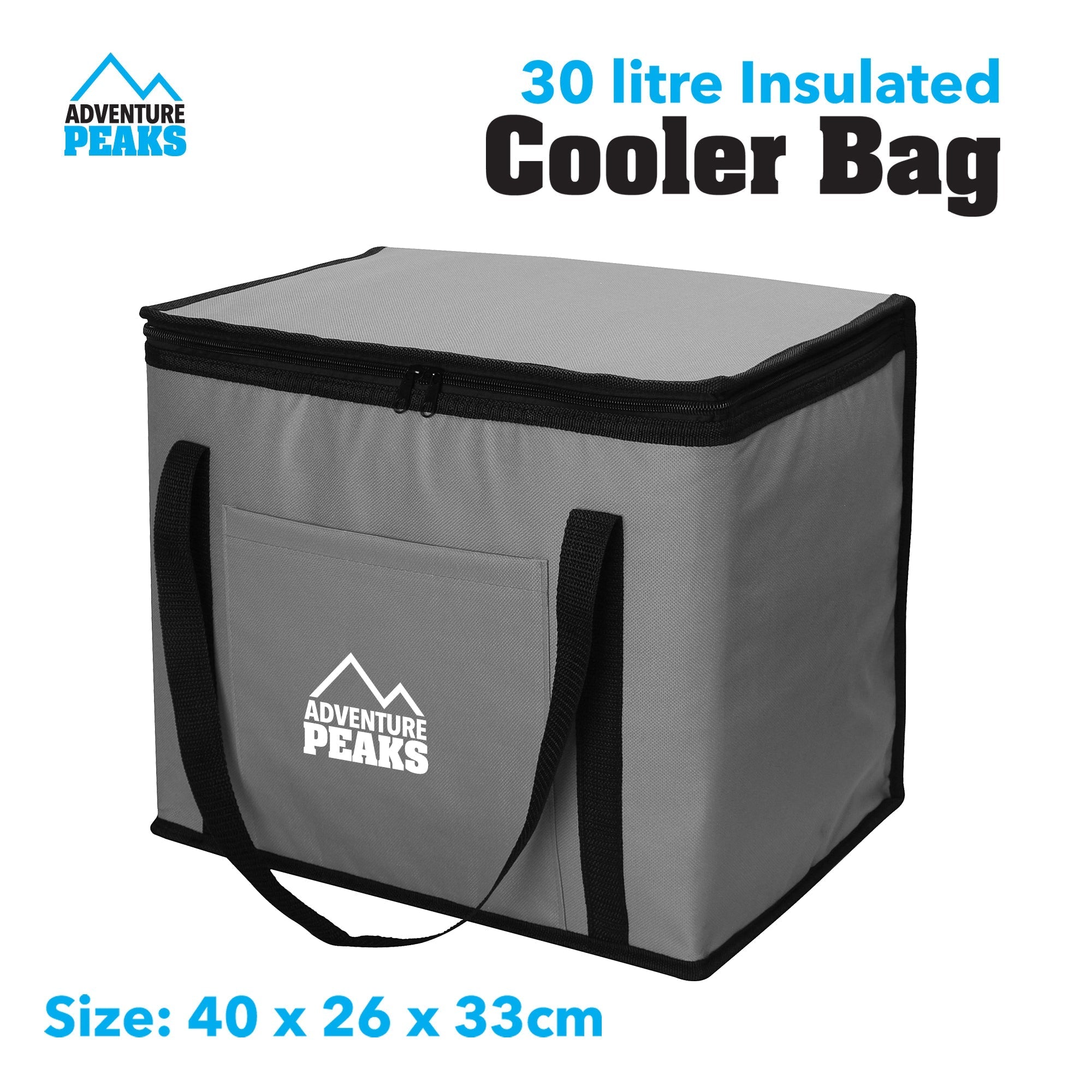 Insulated Camping Cooler Bag 30L 40 x 26 x 33cm Grey 6633