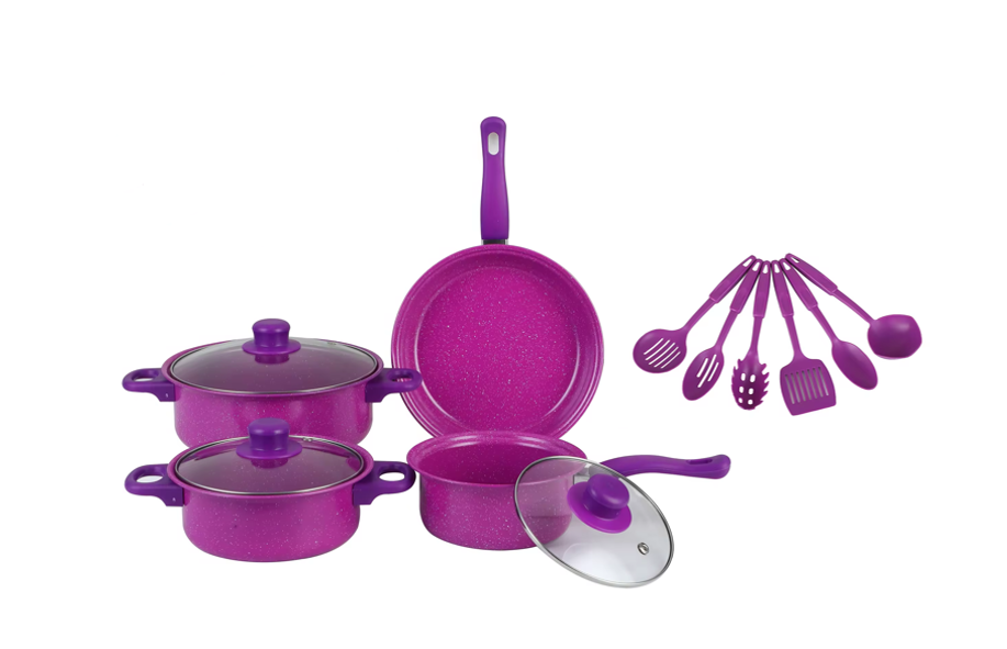 Cooking Pan Set of 14 Purple 6646