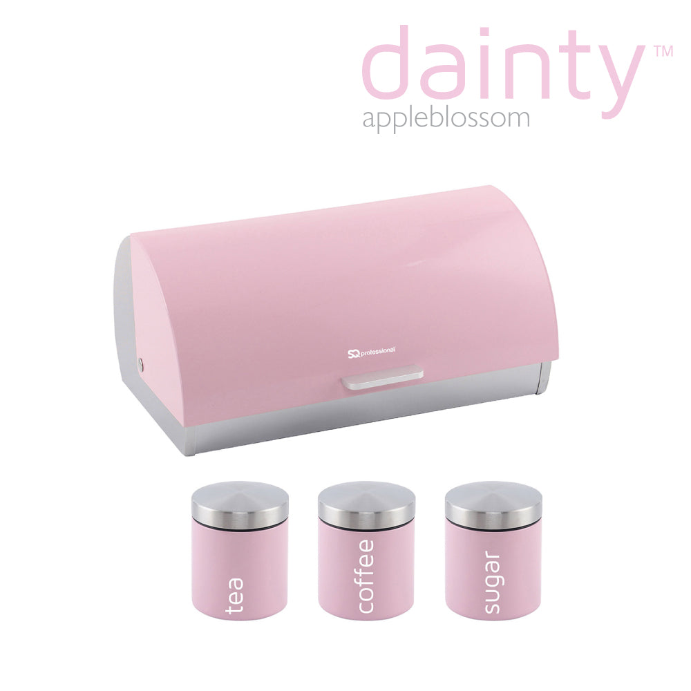 SQ Professional Dainty Metal Bread Bin with 3 Canisters Appleblossom 2701 / 6732