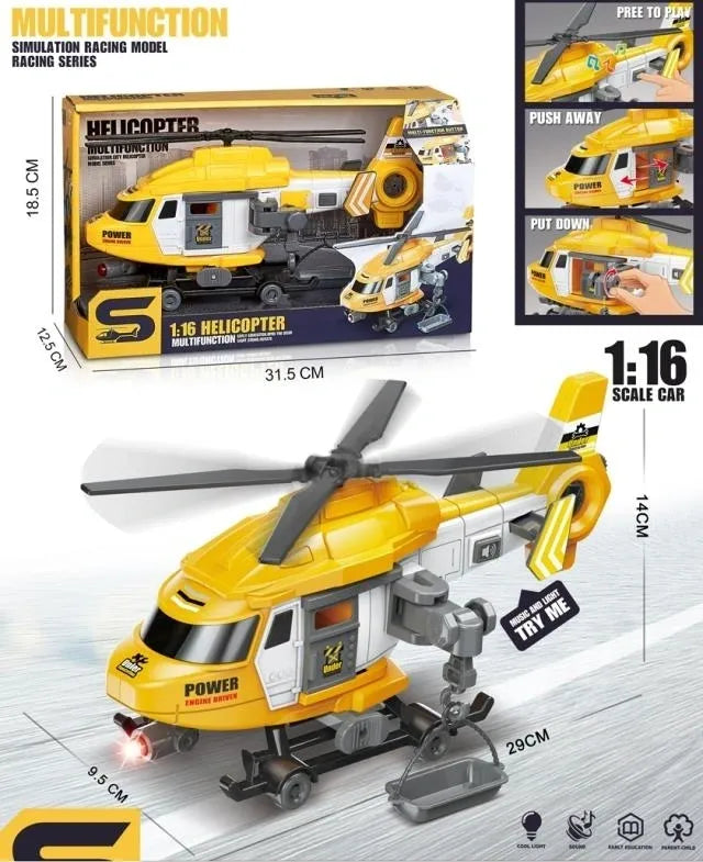 JS128 Engineering Helicopter With Lights &amp; Sound Multifunctional