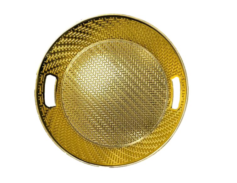 Plastic Round Serving Tray Patterned Design 39 cm Assorted Colours 6819