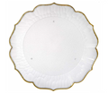 Frosted Plastic Serving Tray Flower Shape with Gold Rim 32 cm 6825