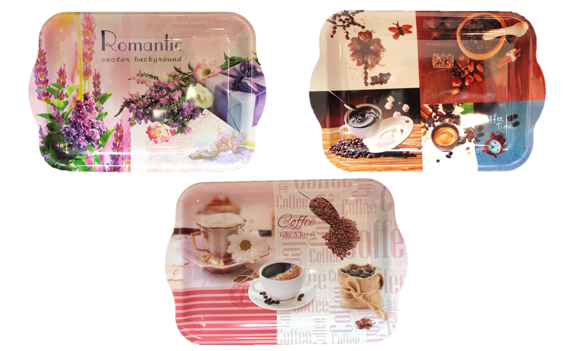 Plastic Tea Coffee Table Tray 40 x 26 cm Assorted Designs 6832