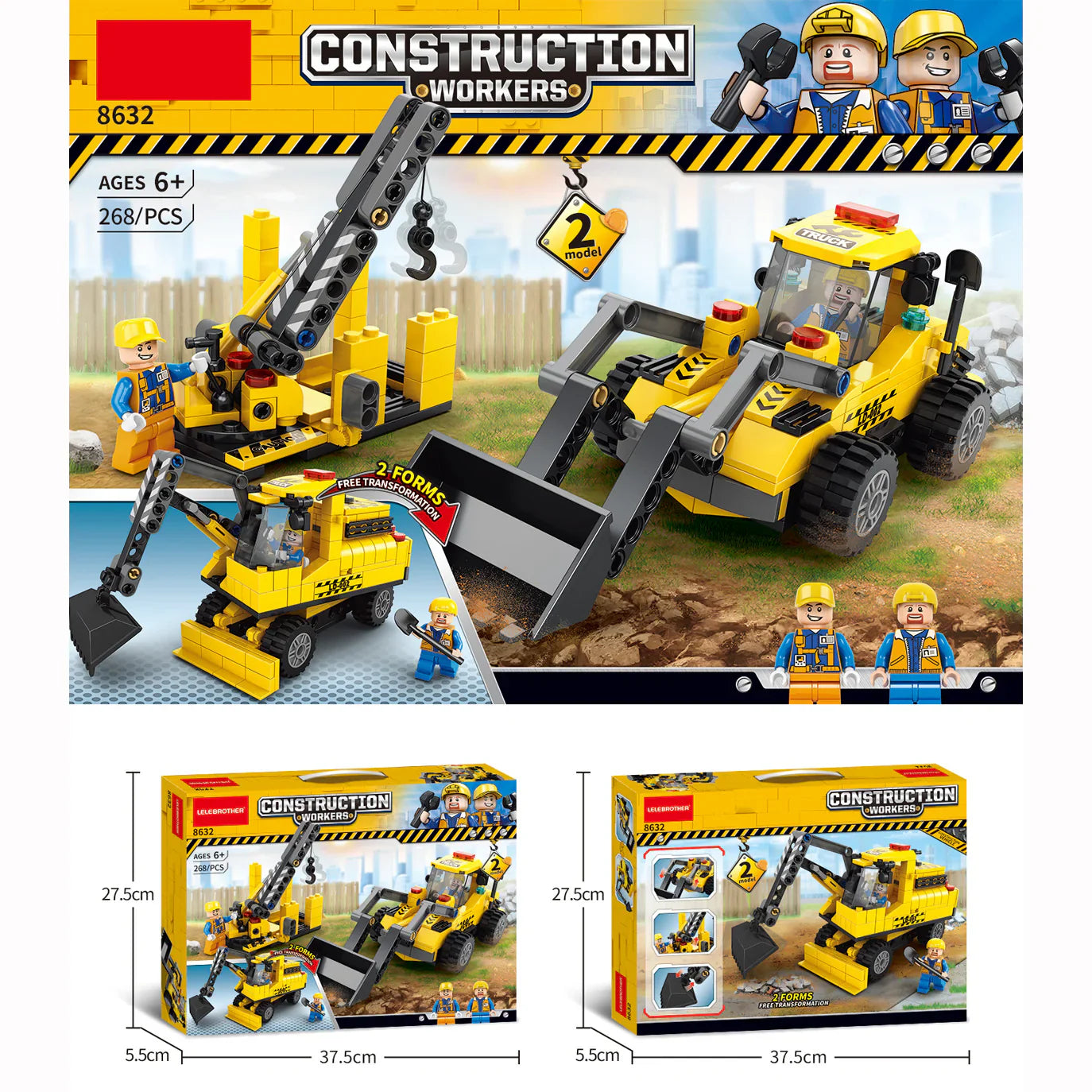 8632 Construction Loader Truck 268pcs 2 Transforming Forms