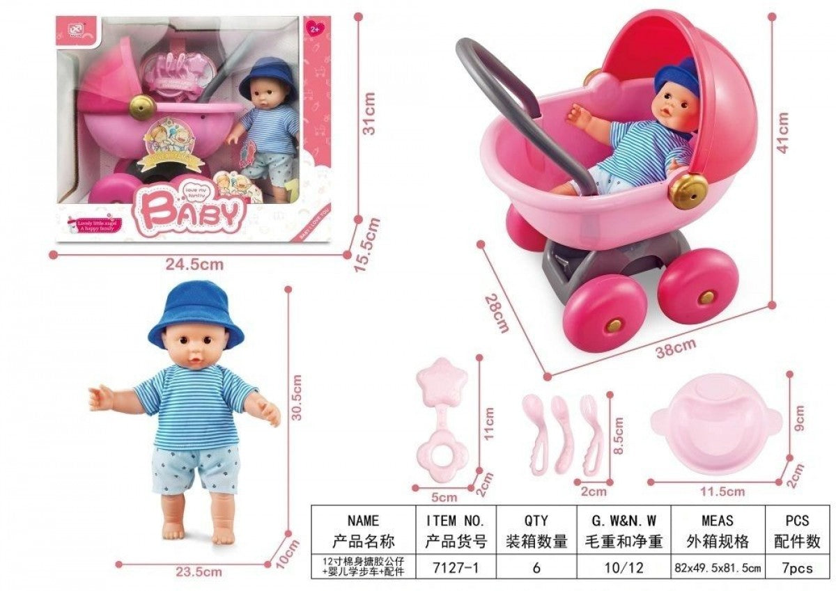 7127-1 Baby Doll With Pram