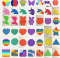12 X MIXED ASSORTED 12CM Multi Design PUSH POPPET KIDS FIDGET TOY BUBBLE Autism Classroom Silent Sensory