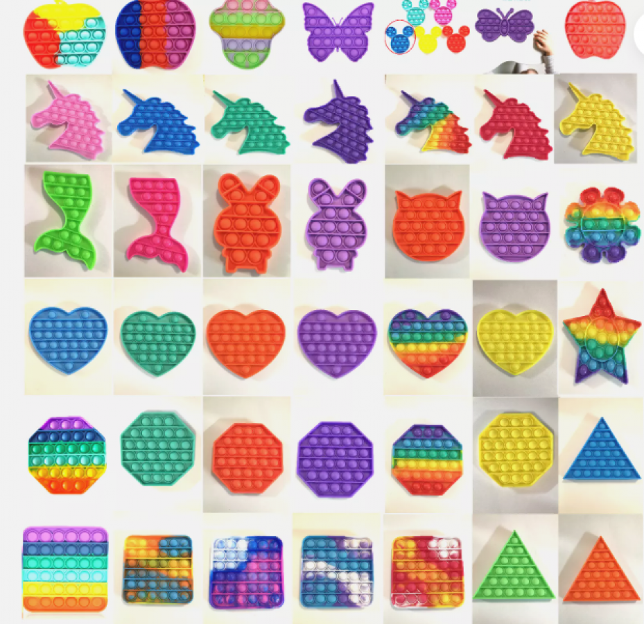 12 X MIXED ASSORTED 12CM Multi Design PUSH POPPET KIDS FIDGET TOY BUBBLE Autism Classroom Silent Sensory