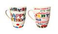 Ceramic Tea Coffee Mug with Happy Birthday Print 10 x 8 cm Assorted Designs 7082 (Parcel Plus Rate)