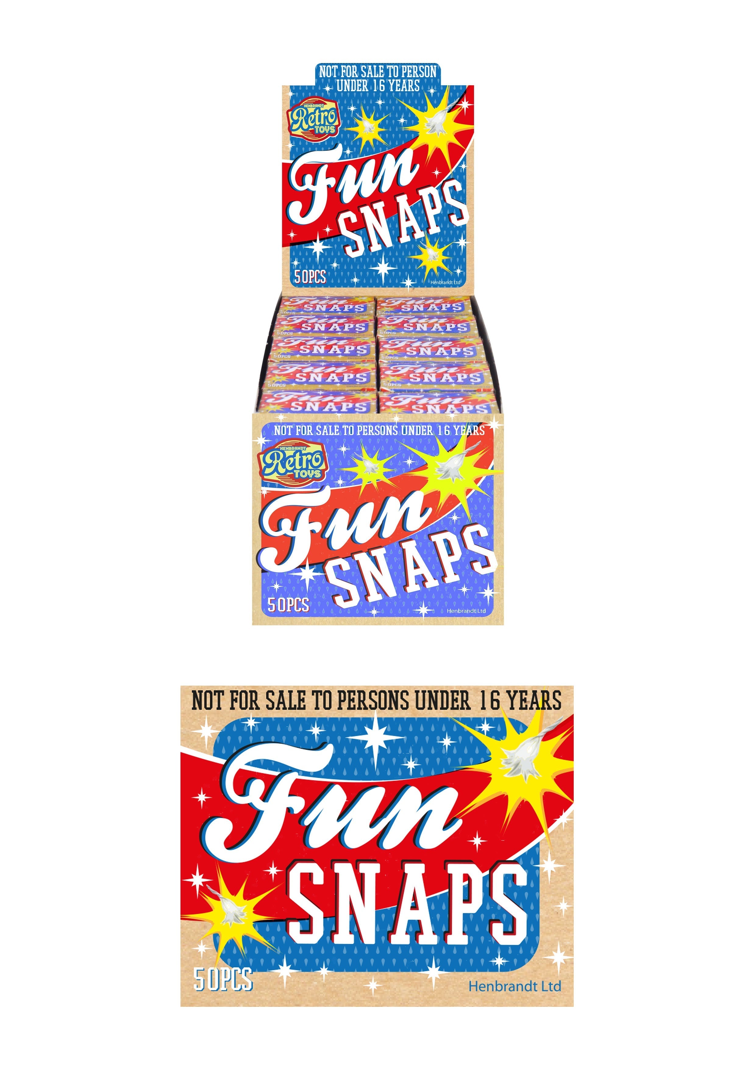 Retro Toys Outdoor Small Fun Snaps Bangs Box of 50 Packs X39050 A