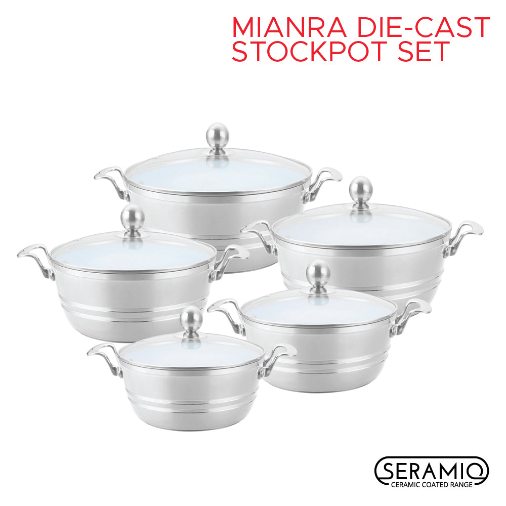 SQ Professional Seramiq Mianra Diecast Stockpot Set of 5 Quartz 7202