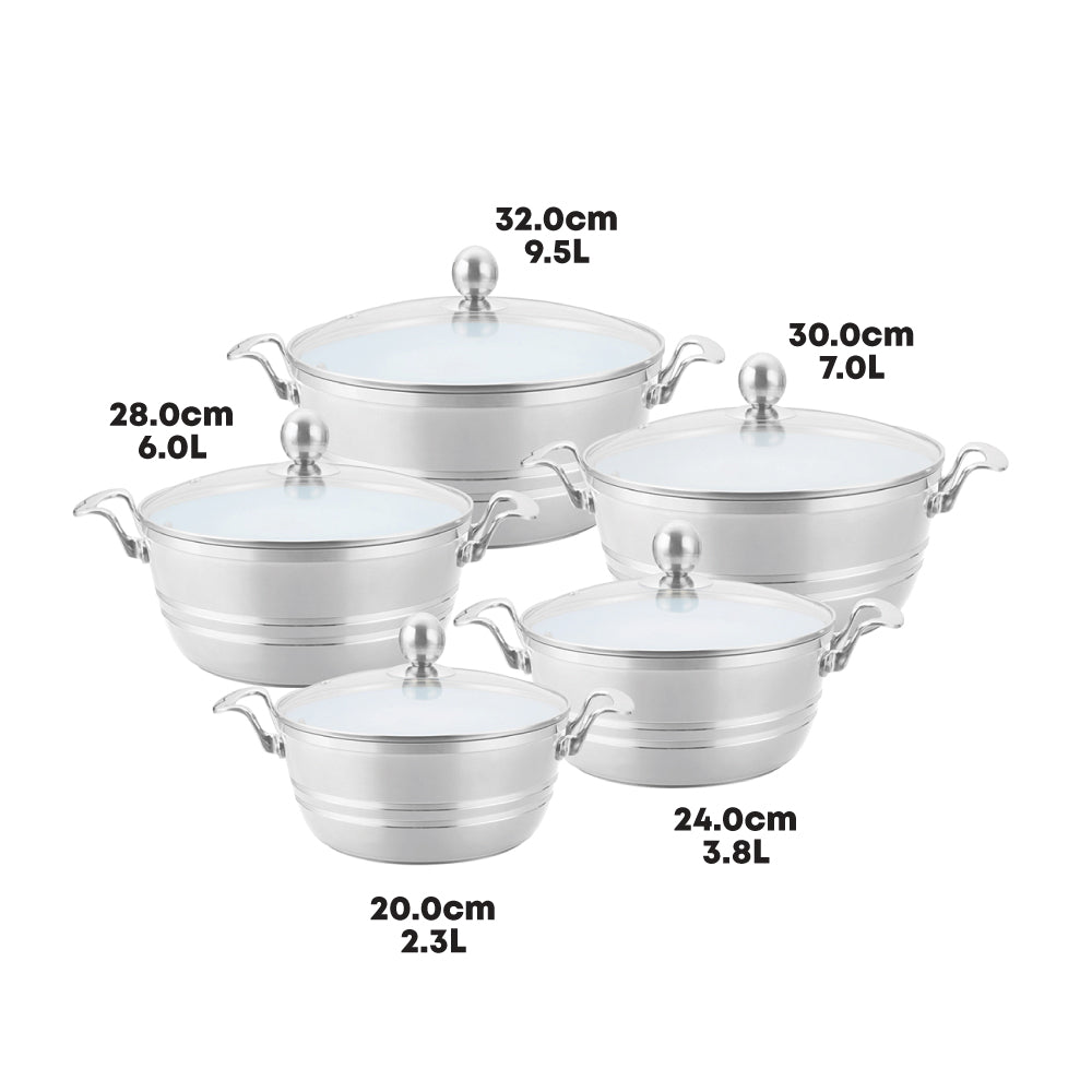 SQ Professional Seramiq Mianra Diecast Stockpot Set of 5 Quartz 7202