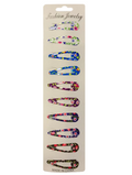 Hair Clips with Flower Print 5 cm Pack of 10 Assorted Colours 7247