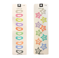Hair Clips Heart / Star Shape 3.4 cm Pack of 10 Assorted Designs and Colours 7248