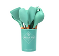 Silicone Assorted Kitchen Cooking Utensils with Plastic Holder Set of 12 Assorted Colours 7293