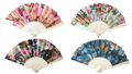 Plastic Chinese Folding Hand Fan Butterfly Floral Design 23 x 38 cm Assorted Colours 7349