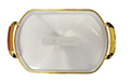 Oval Transparent Plastic Serving Tray with Gold Rim and Handles 27 x 39 cm 7358