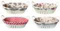 Oval Bread Gift Basket with Handles and Cloth 20 x 27 cm Assorted Designs 7362