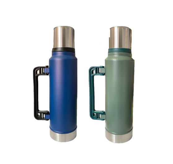 Stainless Steel (18/8) Thermos Flask Bottle with Plastic Handle 1400ml Assorted Colours 7389