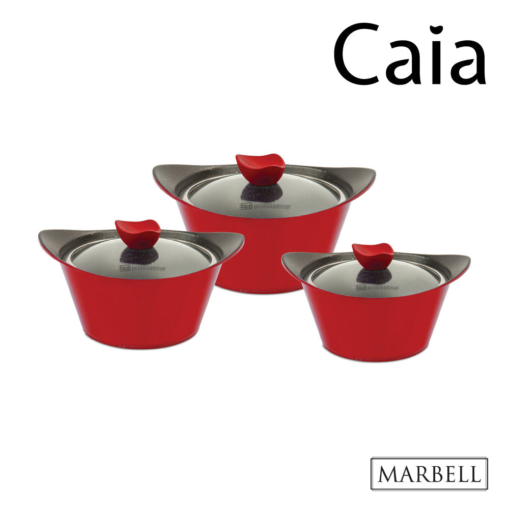 SQ Professional Caia Die Cast Stock Pot Set of 3 Red P97101 / 7423