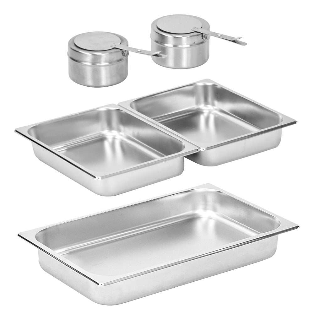 SQ Professional Banquet Chafing Dish with Roll Top Double Compartment Oblong Silver 2 x 4L 7525