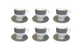 Coffee Tea Cup Mug Set with Saucers Set of 12 Black / White Assorted Designs 7526 (Parcel Plus Rate)