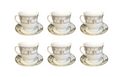 Coffee Tea Cup Set with Saucers Set of 12 Gold / White Assorted Designs 7528 (Parcel Plus  Rate)