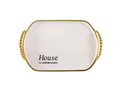 Oval Serving Tray with Gold Rim and Handles 25.5 x 36 x 2.8 cm 7640