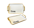 Rectangular Serving Tray with Gold Rim and Handles 38.5 x 28 x 2.5 cm 7644