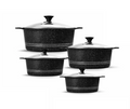 Non Stick Die Cast Stockpot Pan Set of 4 Black 7764