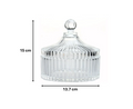 Ribbed Glass Candy Sweets Sugar Storage Bowl Jar with Lid 15 x 13.7 cm 7767 (Parcel Plus Rate)