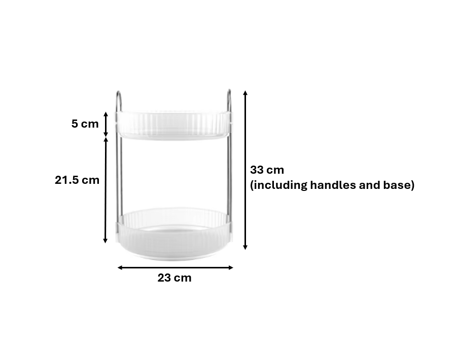 Round Plastic 2 Tier Spinning Turntable Perfume Skincare Spice Rack Storage Display Rack 23 x 23 x 33 cm 7811