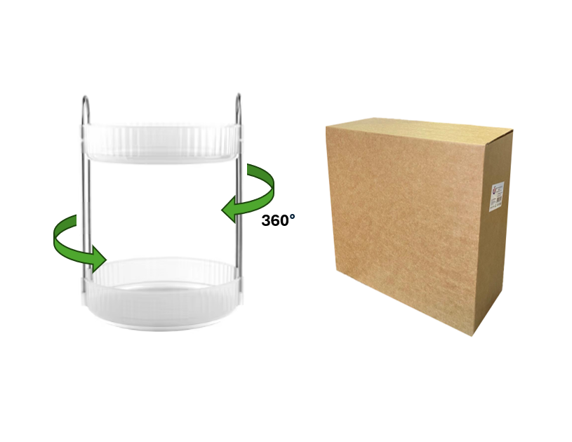 Round Plastic 2 Tier Spinning Turntable Perfume Skincare Spice Rack Storage Display Rack 23 x 23 x 33 cm 7811
