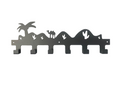 Metal Coat 6 Hook Hanger Rack with Camel Desert Silhouette Design 40cm Black 7849