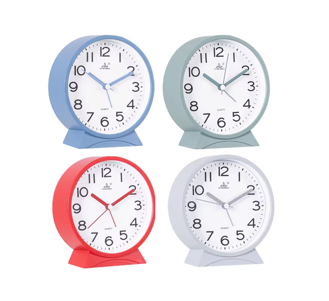 Round Plastic Analogue Alarm Clock 13 x 12 x 4.2cm Assorted Colours 7906
