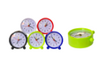 Round Plastic Analogue Alarm Clock 8 x 3.3cm Assorted Colours 7940