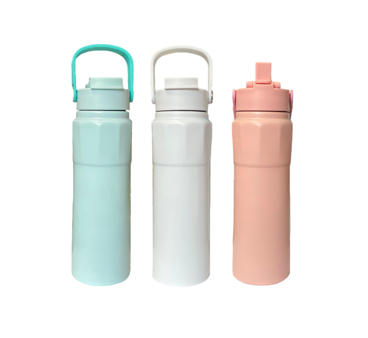 Stainless Steel Water Drinking Travel Thermos Flask Tumbler with Handle 750ml Assorted Colours 7949