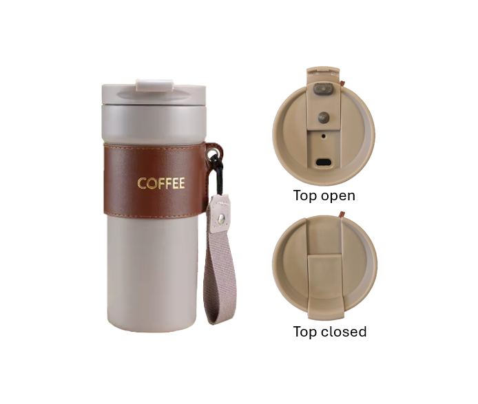 Stainless Steel Coffee Travel Thermos Flask Tumbler with Cup Sleeve 450ml Assorted Colours 7950